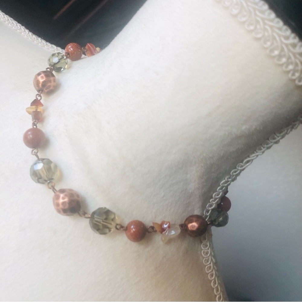 Avon mixed stone metal beaded chain necklace